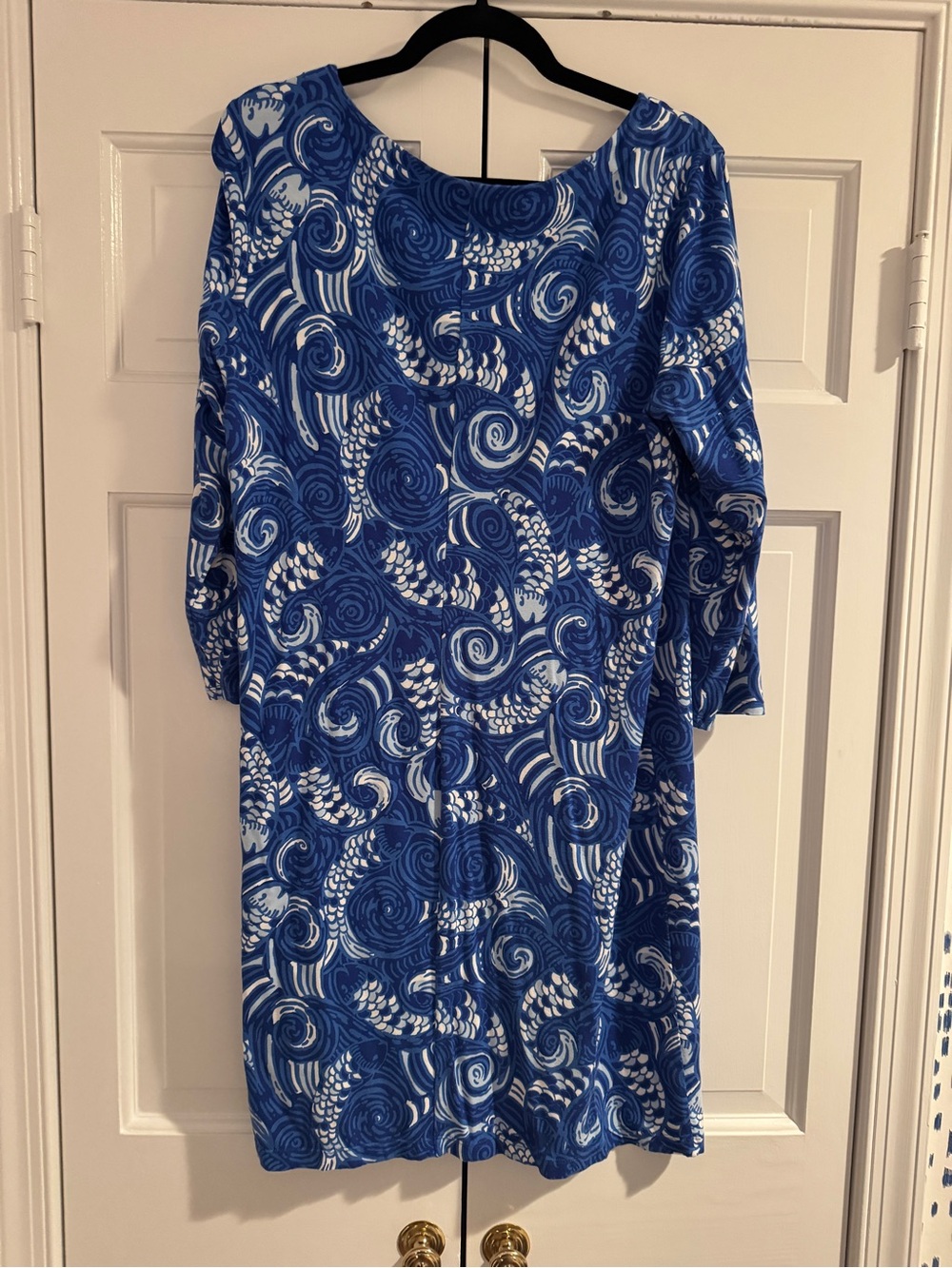 Lilly Pulitzer Blue & White Printed V-Neck Dress - Picture 3 of 4